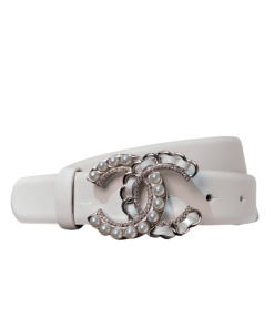 Chanel Belt With Pearls And Cc Logo Belt White 28Mm