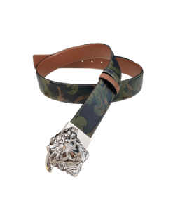 Versace La Medusa Leather Khaki Silver Metal 4Cm