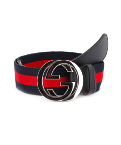 Gucci Web Belt With G Buckle Navy 4Cm 411924 H917N 8497