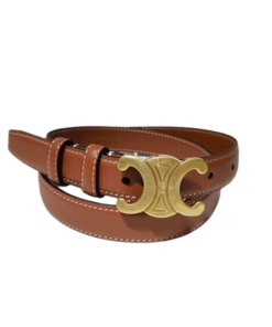 Celine Small Triomphe Brown Belt In Natutal Calfskin Gold Metal