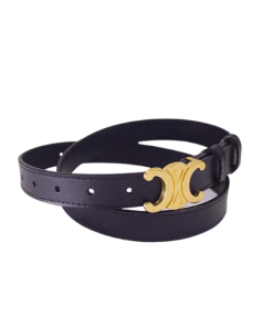Celine Small Triomphe Black Belt In Natutal Calfskin Gold Metal
