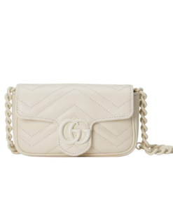 Gucci Women'S Natural Gg Marmont Leather Bag White 16.5Cm 699757 Um8Kv 9022