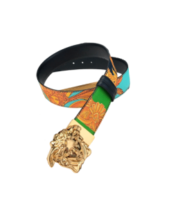 Versace La Medusa Leather Orange Gold Metal 4Cm