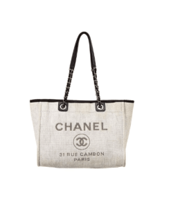 Chanel Deauville Shopping Tote Bag Grey 37Cm