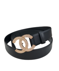 Chanel Calfskin Pearl Crystal Gold Queen Of France Cc Belt 28Mm