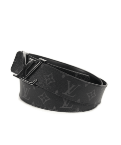 Louis Vuitton Lv Initiales Reversible  Belt Monogram Eclipse Silver Metal 4Cm