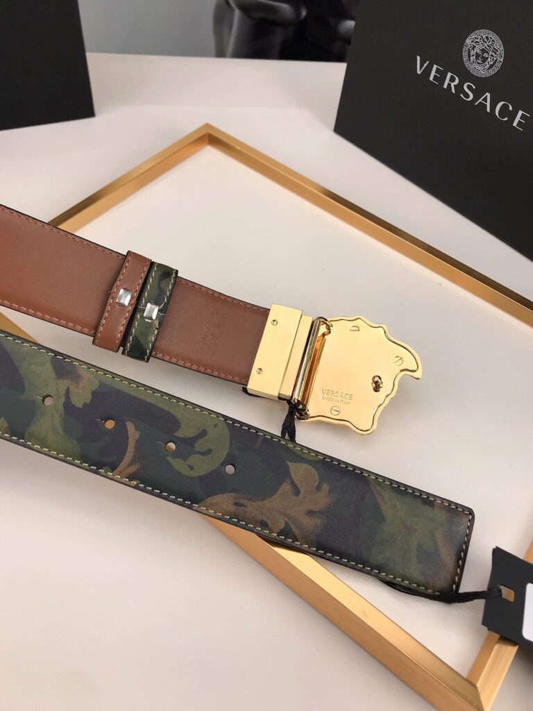 Versace La Medusa Leather Khaki Gold Metal 4Cm - Image 2