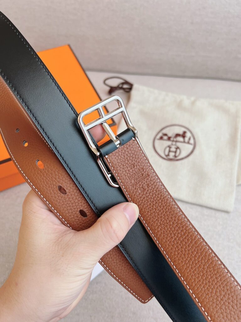 Hermes Quentin Reversible Belt Brown Rectangle Buckle 32Mm - Image 2