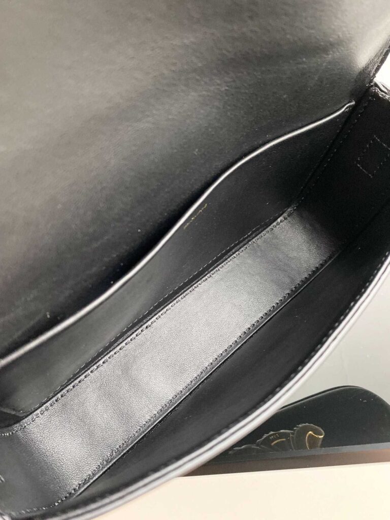 Celine Triomphe Shoulder Bag In Shiny Calfskin Black 194143Bf438No - Image 9