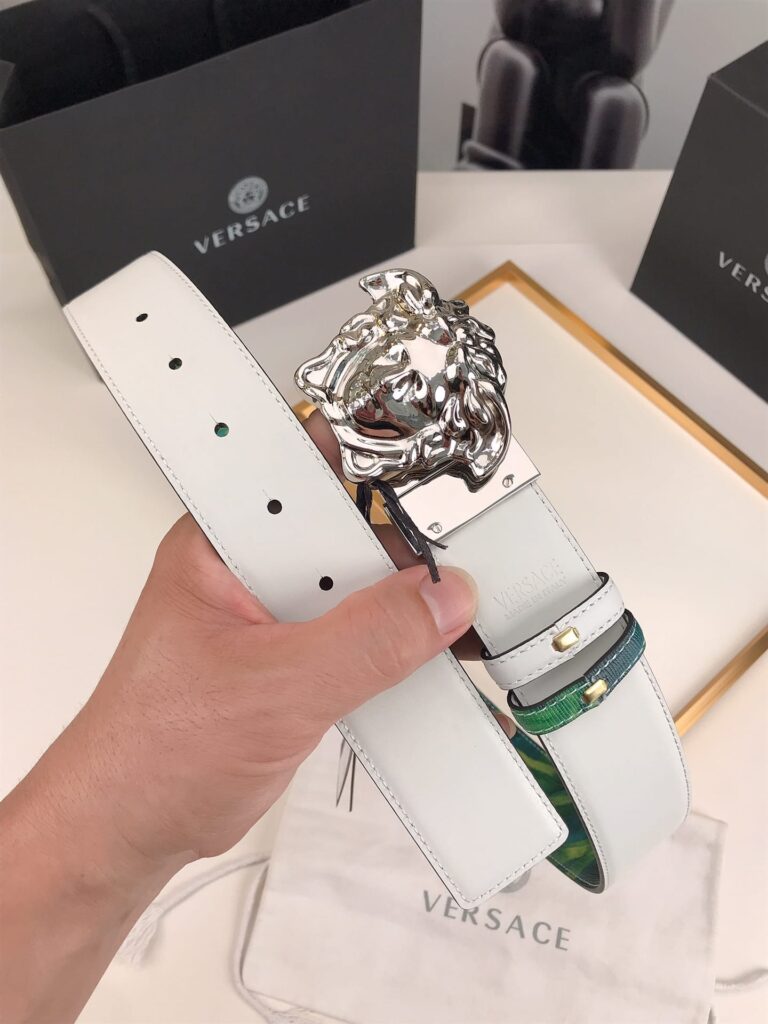 Versace La Medusa Leather Green Silver Metal 4Cm - Image 2