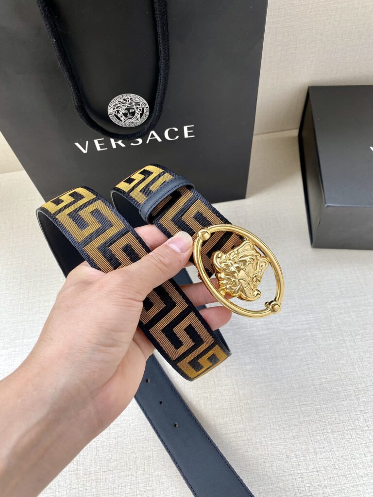 Versace Black Belt With Medusa Gold Metal 3.8Cm - Image 2