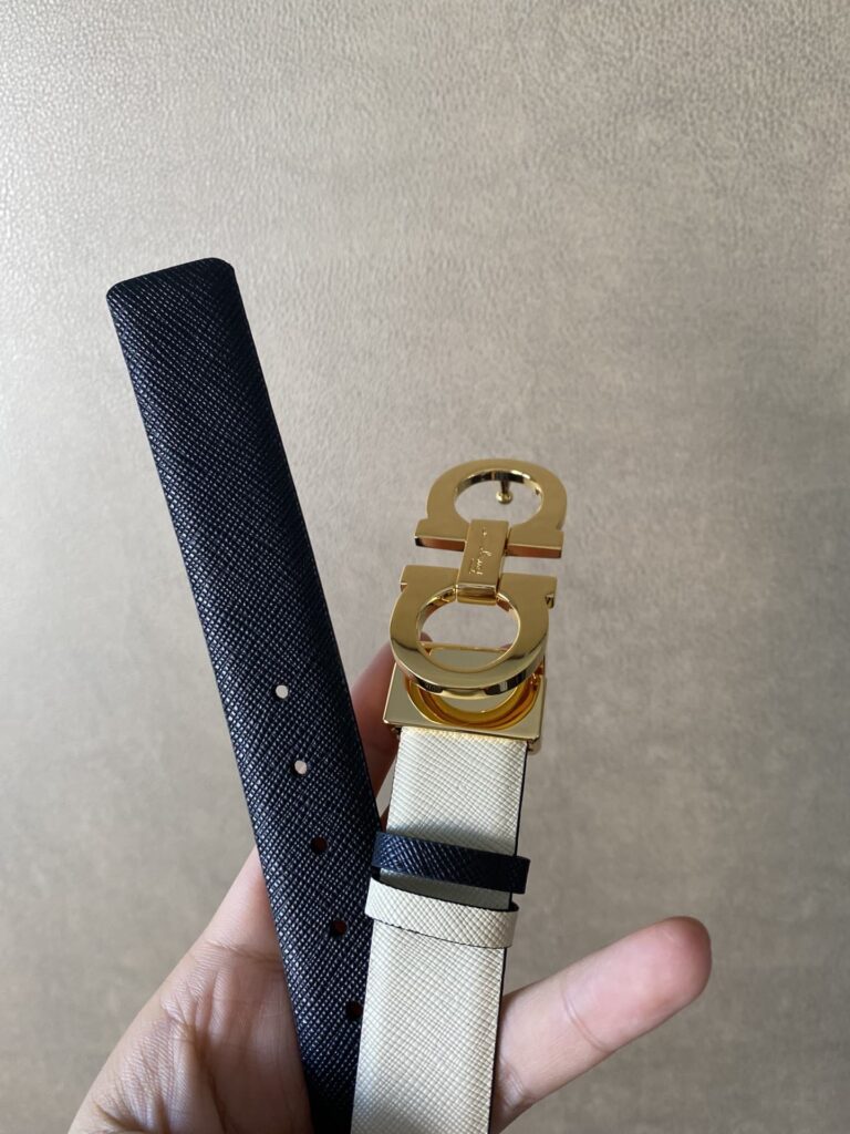 Salvatore Ferragamo Gancini White Leather Belt With Silver Metal Buckle 2.5Cm - Image 2