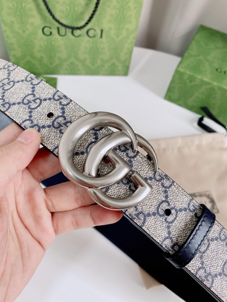 Gucci Supreme Belt With G Buckle Silver Metal 3.8Cm - Image 2