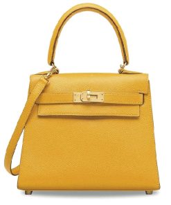 Hermes Kelly 25Cm Chevre 9D Amber Yellow Gold Hardware