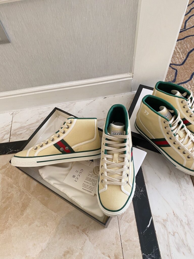 Gucci'S Go Retro Tennis 1977 Canvas High-Top Sneaker Beige - Image 5