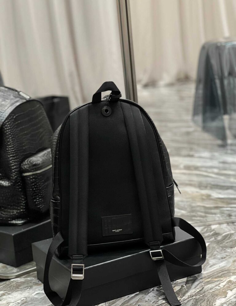 Saint Laurent City Backpack In Crocodile-Embossed Leather Black 534967Dze2F1000 - Image 2