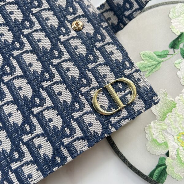 Dior Oblique Jacquard Wallet Blue 19Cm - Image 4