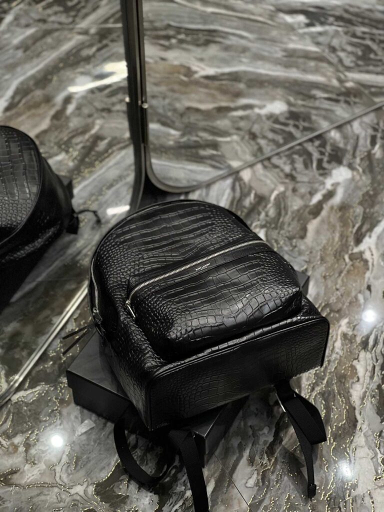 Saint Laurent City Backpack In Crocodile-Embossed Leather Black 534967Dze2F1000 - Image 5