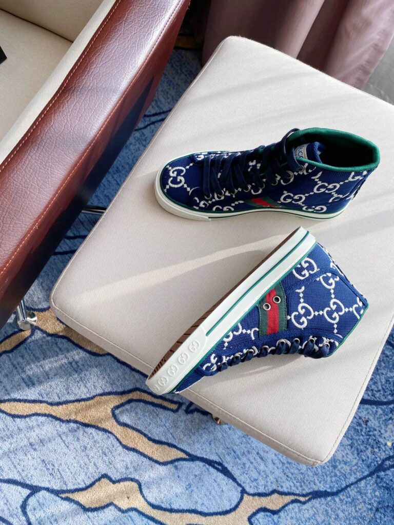 Gucci Tennis 1977 High Top Sneaker Blue Navy - Image 5