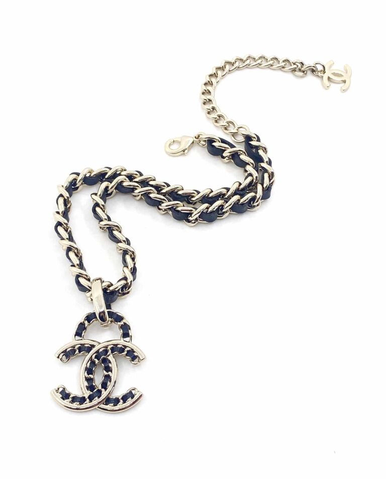 Chanel Metal Lambskin Chain Cc Choker Necklace Gold - Image 2