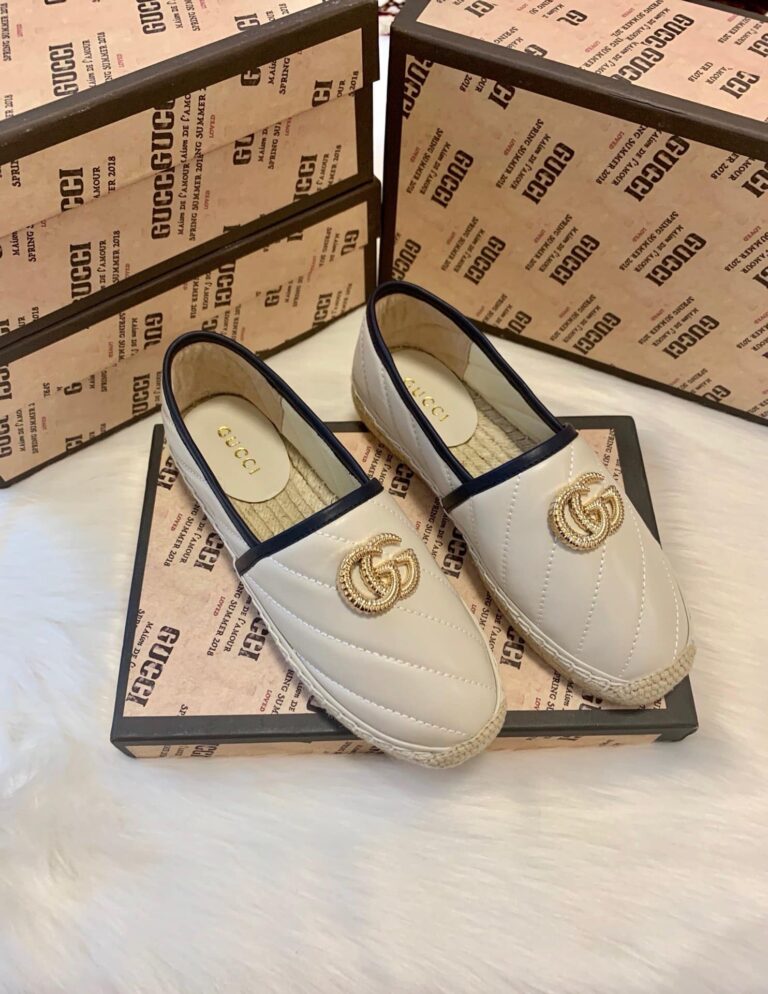 Gucci Women's Leather Espadrille With Double G White 634238 - Image 4