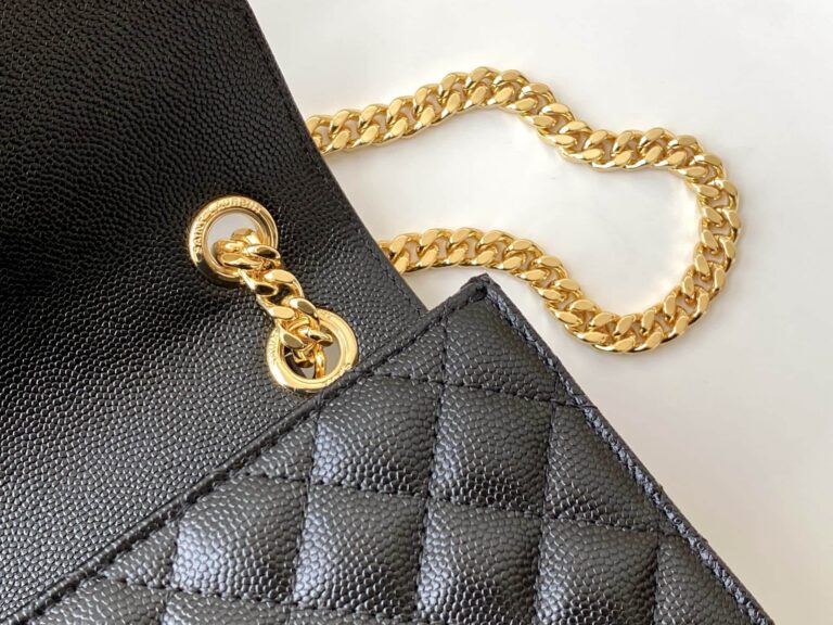 Saint Laurent Envelope Medium Chain Bag In Supple Matelassé Leather Black Gold 24Cm 6001850O7S11000 - Image 3