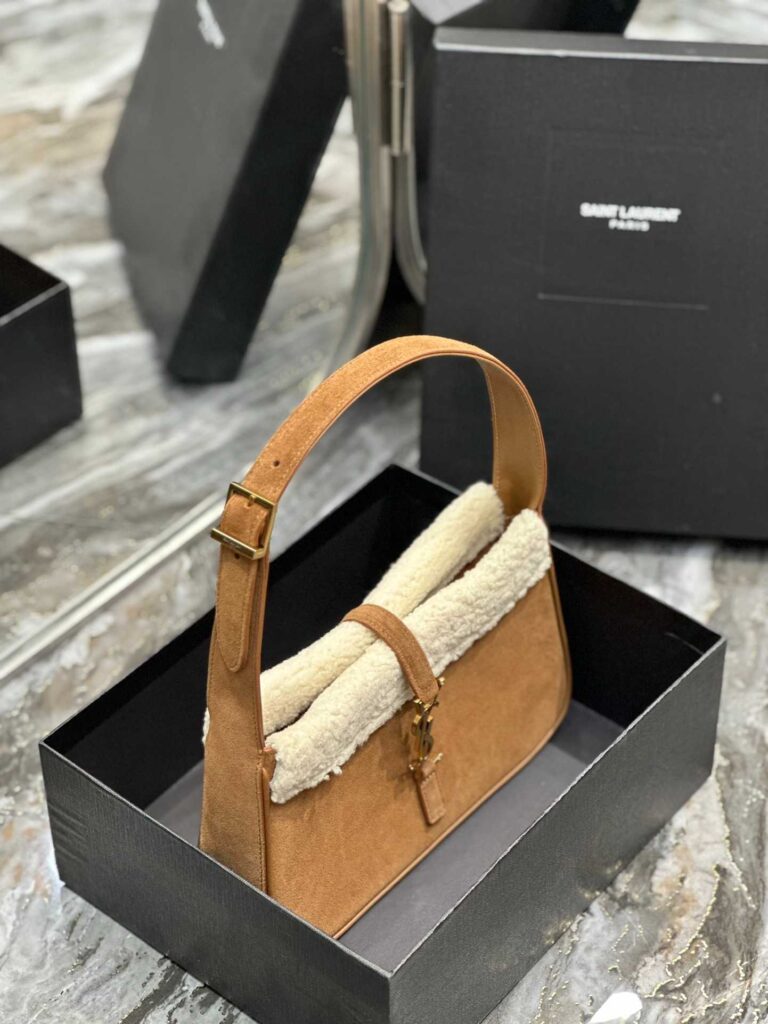 Saint Laurent Le 5 À 7 Hobo Bag In Suede And Shearling 65722811Zlw2281 - Image 4