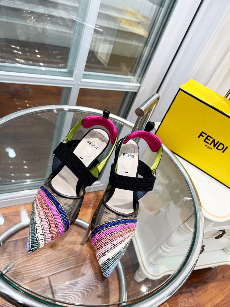 Fendi Colibri 85Mm Beaded Slingback Pumps Rainbow 8J8143Ai1E - Image 4