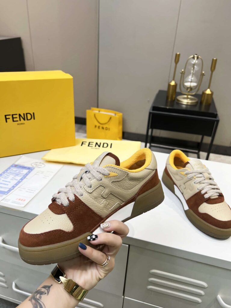 Fendi Match Suede Low-Tops Beige 8E8252Ahh2F1Fhu - Image 2