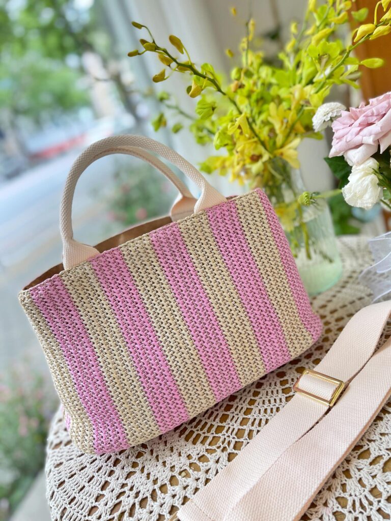 Prada Raffia Tote Bag Tan And Pink 1Bg4222A2Tf0Njxvoor - Image 2