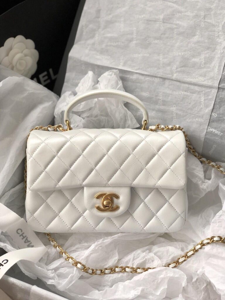 Chanel Mini Flap Bag With Top Handle 20Cm White As2431 - Image 2