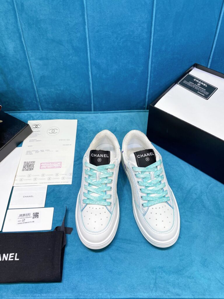 Chanel Trainer Sneakers White And Blue - Image 10