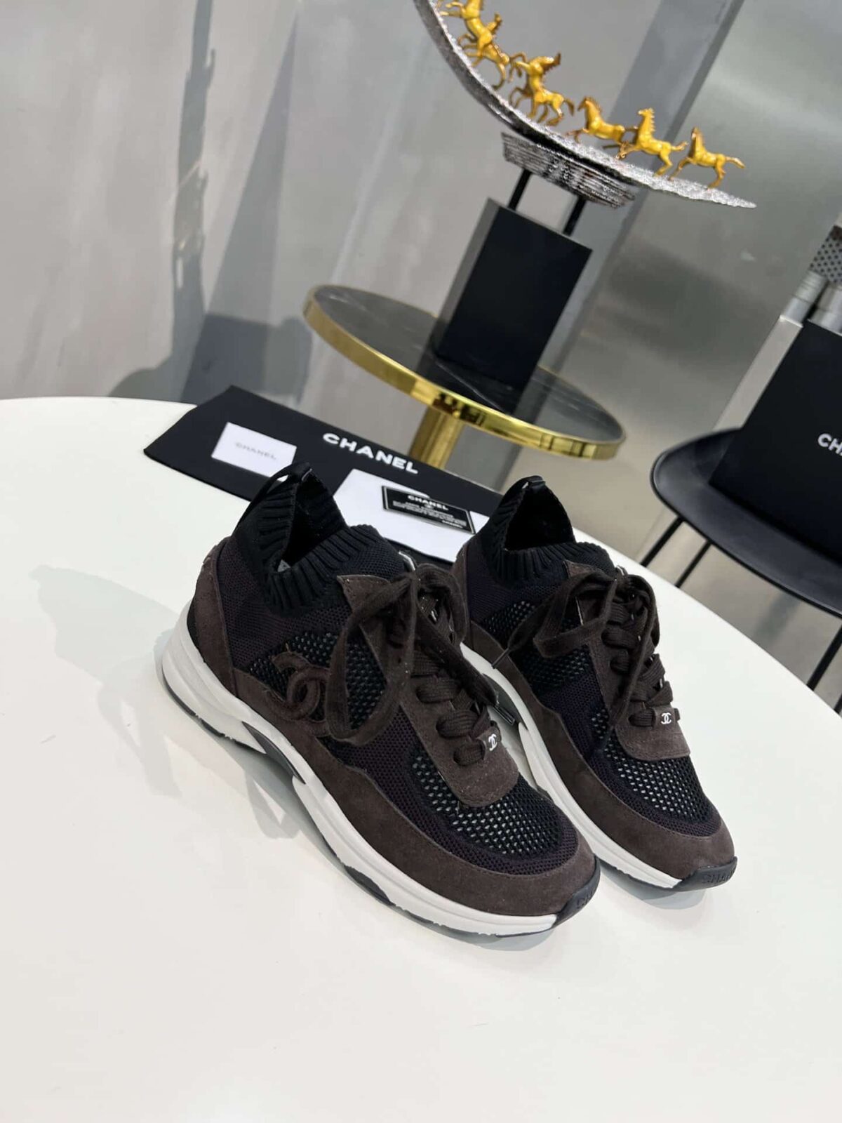 Chanel Low Top Trainer Sneakers Brown G38750 - Image 1
