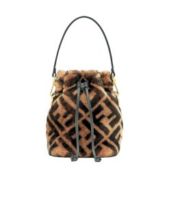 Fendi Mon Tresor Sheepskin Bag Brown 20Cm