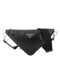 Prada Triangle Shoulder Bag Black 27Cm