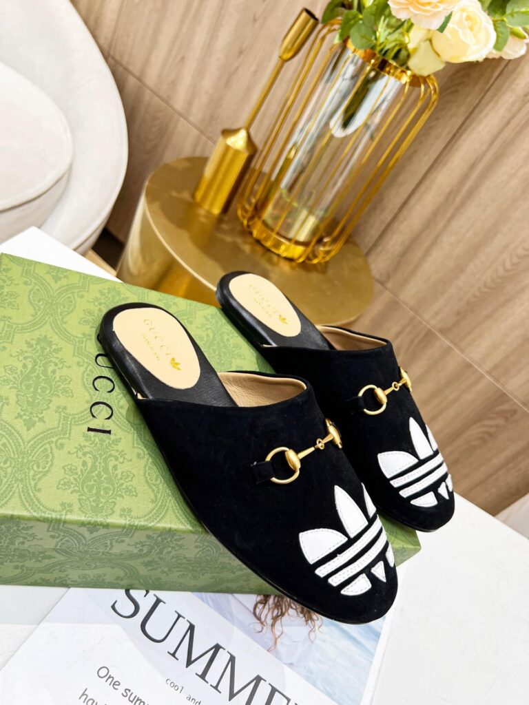 Gucci X Adidas Women'S Trefoil Slipper Suede Black 702211De8X01060 - Image 7