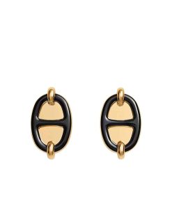 Hermes Mini Maillon Earrings Black