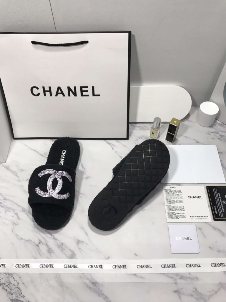 Chanel White Cc Strap Slippers Black - Image 2