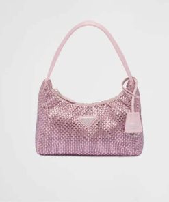 Prada Satin Crystal Mini Re-Edition 2000 Pink 1Bc5152Awlf0E18Vooo