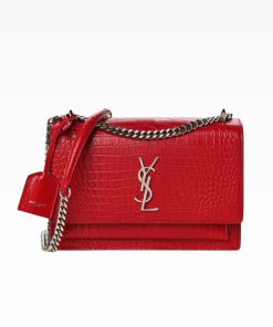 Saint Laurent Sunset Embossed Leather Bag Red