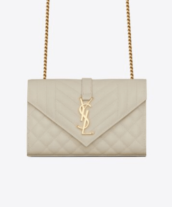Saint Laurent Envelope Small Bag In Mix Matelassé Grain De Poudre Embossed White 600195Bow919207
