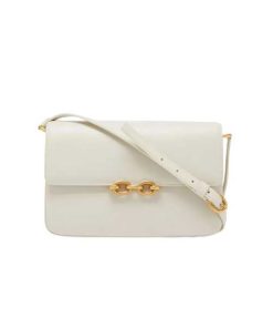 Saint Laurent Le Maillon Satchel In Smooth Leather Blanc Vintage 6497952R20W9207