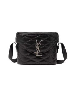 Saint Laurent June Box Bag In Quilted Lambskin Black 7102981El061000