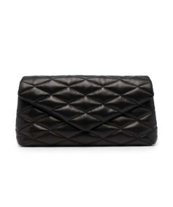 Saint Laurent Sade Puffy Leather Envelope Clutch Bag Black 6550041El01