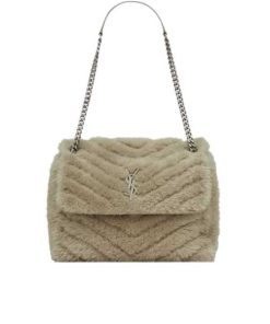 Saint Laurent Niki Medium Chain Bag In Shearling Brown 63318728B361426