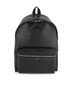 Saint Laurent City Backpack In Crocodile-Embossed Leather Black 534967Dze2F1000