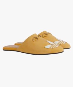 Gucci X Adidas Women'S Trefoil Slipper Suede Yellow 702211De8X07660