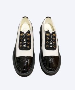 Chanel Single Round Cc Toe Thick Bottom Heel Loafers White