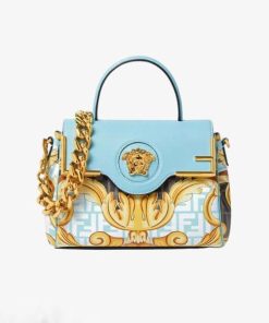 Versace X Fendi Fendace La Medusa Medium Handbag Blue