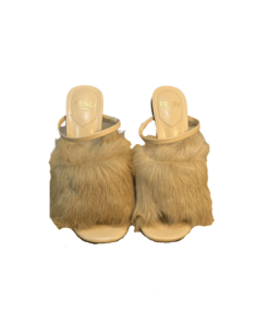 Fendi First Mink High-Heeled Sandals Brown